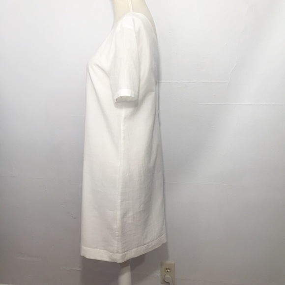 Theory White V Button Down Back Cotton Dress - Picture 4 of 8